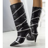 Gemre Black and silver insulated Nevzo heeled boots | Shoptok.si