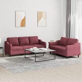  2-dijelni set sofa s jastucima crvena boja vina od tkanine Cijene