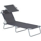 Nesta Zložljiv ležalnik za sončenje, vrtni stol z zaščito pred soncem, siv, 187x58x36 cm, za plažo in teraso, (5000493879) | Shoptok.si