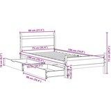  Okvir kreveta bez madraca 75 x 190 cm od masivne borovine | shoptok.hr