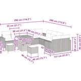  Set vrtnih sofa od 13 dijelova s jastucima Bež Poli Ratan Akacija | shoptok.hr