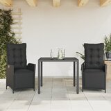 vidaXL 3-dijelni vrtni blagovaonski set s jastucima od poliratana crni | shoptok.hr