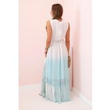 Kesi Włoski Women's viscose dress with embroidery mint | Shoptok.si