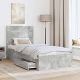 vidaXL Konstrukcija postelje Betonsko siva 90 x 190 cm Konstruiran les, (5000113695) | Shoptok.si