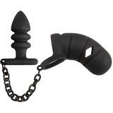 Black Velvets Cock Cage with Butt Plug Cene
