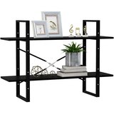 Ormarić za knjige s 2 razine crni 100 x 30 x 70 cm od borovine | shoptok.hr