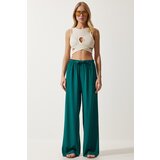  Women's Emerald Green Flowy Knitted Palazzo Trousers Cijene