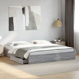 Maison Chic Posteljni okvir - Dvoposteljna postelja - Zakonska postelja s predali siva sonoma 200x200 cm inženirski les, (21697440) | Shoptok.si