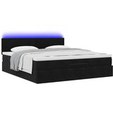  Otomanski krevet s madracem i LED crni 160x200cm baršunasti | shoptok.hr