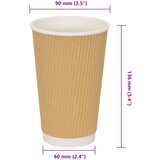  Papirnate šalice za kavu 500 kom 16 oz 400 ml smeđe | shoptok.hr