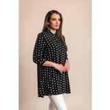 Fenzy Duga Bluza Plus Veličine S Printom Točkica, Crna | shoptok.hr
