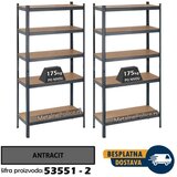 Komplet od 2 police metal-medijapan 180x75x35cm 5x175kg – Dimenzije komleta 180x150x35cm antracit