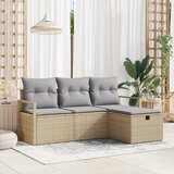 vidaXL set vrtnog kauča od 4 dijela s jastučićima Bež Poli ratan | shoptok.hr
