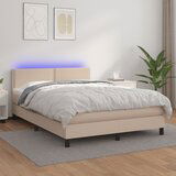 vidaXL Box spring postelja z vzmetnico LED kapučino 140x200 cm Cene