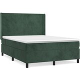 vidaXL Box spring postelja z vzmetnico temno zelena 140x200 cm žamet, (20899959) Cene