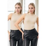Dewberry 32501 2-Piece Sleeveless Body Set-CREAM