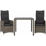  3-dijelni vrtni bistro set od poliratana s jastucima sivi Siva 90 x 90 x 75 cm | Shoptok.si