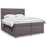  s oprugama i madracem sivi 200x200 cm od umjetne kože | shoptok.hr