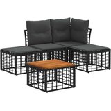  Set vanjskih sofa 5 pcs Crna i tamno siva Poliester - Crna sa stolom | shoptok.hr