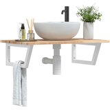 Zidna polica za umivaonik od čelika i masivnog bagremovog drva Smeđa 80 x 50 x 2 cm | Shoptok.si