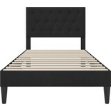  Krevetna konstrukcija s uzglavljem Crna 90 x 190 cm Baršun | shoptok.hr