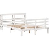 vidaXL Posteljni okvir z vzglavjem bel 150x200 cm trdna borovina, (21303916) | Shoptok.si