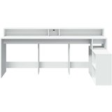 vidaXL Pisalna miza z LED lučkami bela 200x104x91 cm inženirski les | Shoptok.si