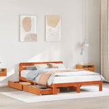 vidaXL Posteljni okvir brez vzmetnice vošč. rjav 150x200 cm borovina | Shoptok.si
