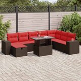  9-dijelni set vrtnih sofa s jastucima crni od poliratana bagrem | shoptok.hr