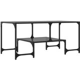 vidaXL Stolić za kavu s crnom staklenom površinom 98,5x50x45 cm čelik | shoptok.hr