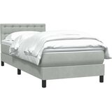 vidaXL Box spring postelja z vzmetnico svetlo siv 90x220 cm žamet | Shoptok.si