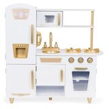 ECO TOYS velika drvena kuhinja za decu white and gold