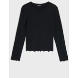 Sinsay Pamučna bluza dugih rukava s ukrasnim volanom | shoptok.hr
