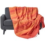 HOMESCAPES Bombažna črtasta odeja Morocco Terracotta, 225x255 cm, (20749749) | Shoptok.si