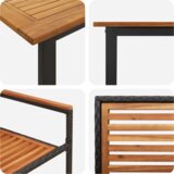 vidaXL Set za vrtno objedovanje od 9 dijelova Crni Poli Rattan Akacija, Složive vrtne stolice s jastucima 2 kom Crni Poli Rattan | shoptok.hr
