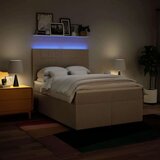  Krevet s oprugama i madracem krem 140 x 190 cm od tkanine | shoptok.hr