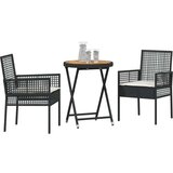  3-dijelni vrtni bistro set s jastučićima crni poliratan | shoptok.hr