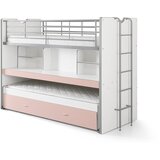 Vipack Bijeli/ružičasti dječji krevet na kat/s dodatnim ležajem s prostorom za odlaganje s podnicom 90x200 cm Bonny – | shoptok.hr
