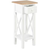 The Living Store Stranska mizica iz lesa 27x27x65,5 cm bela - Mizica Za Telefon, (21493888) | Shoptok.si