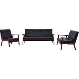  3-dijelni set sofa od umjetne kože crni | shoptok.hr