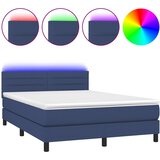  Krevet box spring s madracem LED plavi 140x190 cm od tkanine | shoptok.hr
