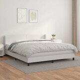  s oprugama i madracem bijeli 160x200 cm od umjetne kože | shoptok.hr