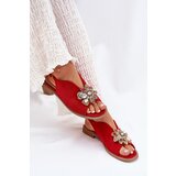 S. BARSKI Women's Sandals On Flat Heel With Decoration S.Barski KV27-001 Red | ePonuda.com