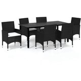  7-dijelni vrtni blagovaonski set od poliratana s jastucima crni Crna Dužina stola 190 cm | shoptok.hr