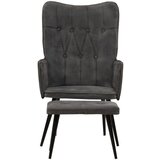 The Living Store Fotelj z naslonom za noge črno vintage platno - Fotelj, (21420191) | Shoptok.si