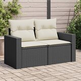 Maison Chic Vrtni kavč - Zunanji kavč dvosed z blazinami črn poli ratan, (22042061) | Shoptok.si