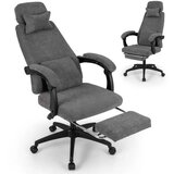  Ergonomski pisarniški stol z zložljivim naslonom za noge in nastavljivim naslonjalom, siv | Shoptok.si