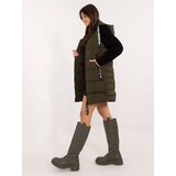 Fashion Hunters Khaki long women's vest with zip pockets