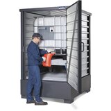 eurokraft pro Odlagališče iz jeklene pločevine za nevarne snovi, visoka izvedba - postavitev 1 cisterne IBC s podstavkom za točenje, VxŠxG 2570 x 1725 | Shoptok.si