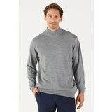 ALTINYILDIZ CLASSICS Men's Gray Melange Anti-Pilling Standard Fit Normal Cut Half Turtleneck Knitwear Sweater. Cene